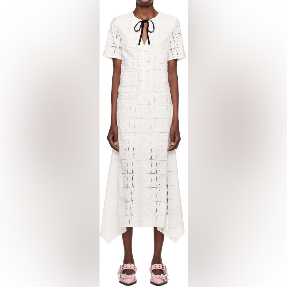 NWT Ganni White Broderie Anglaise Maxi Dress